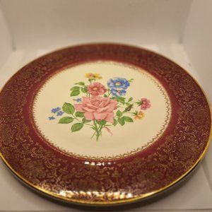 Imperial by Salem China Co. Red 23K Encrusted Gold Plate